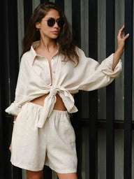 Conjunto Adisa con americana de mangas farol y shorts