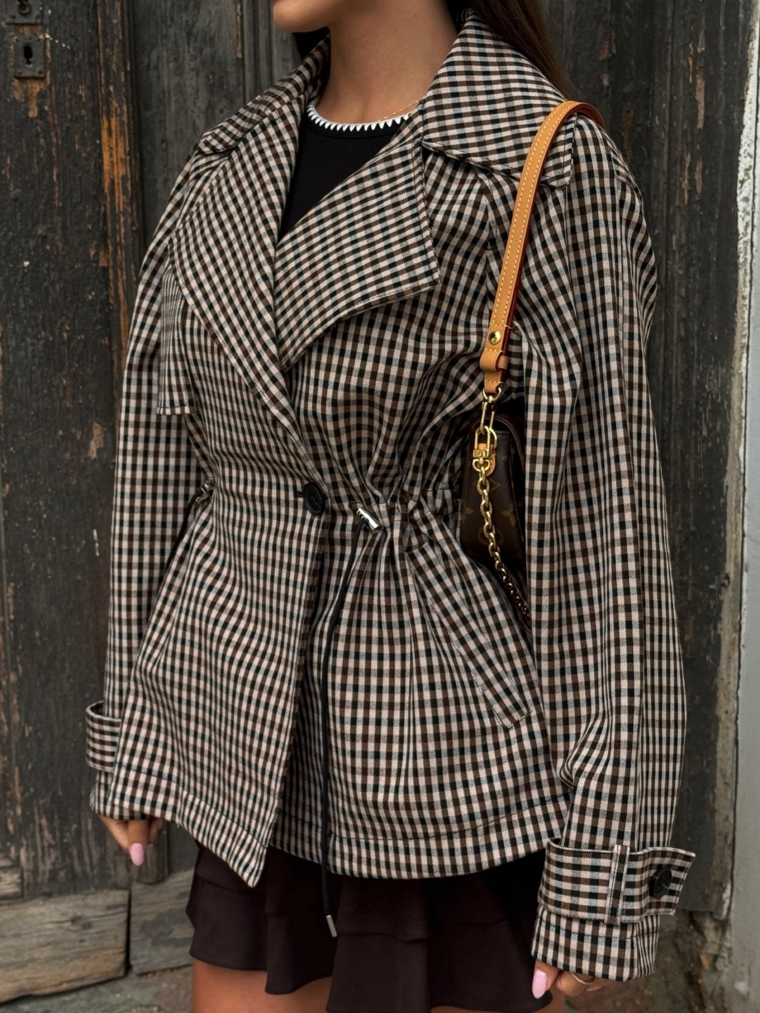 ZEYA - Billie Drawstring Gingham Short Trench