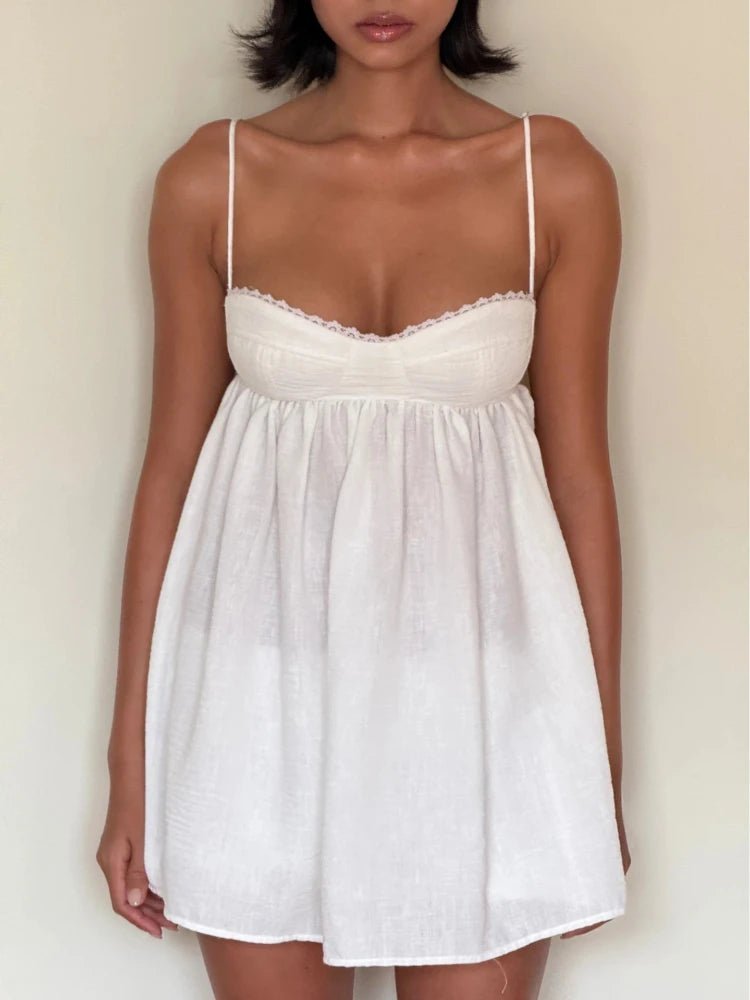 ZEYA - Briony Lace Trim Babydoll Short Set