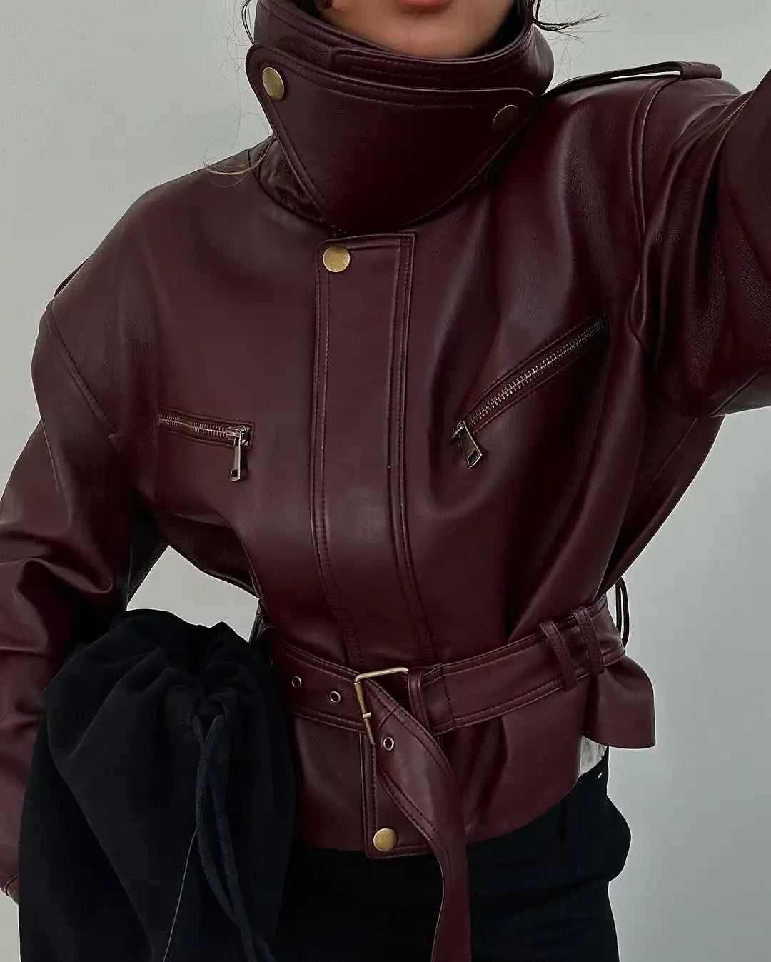 ZEYA - Brooklyn Belted Faux Leather Jacket