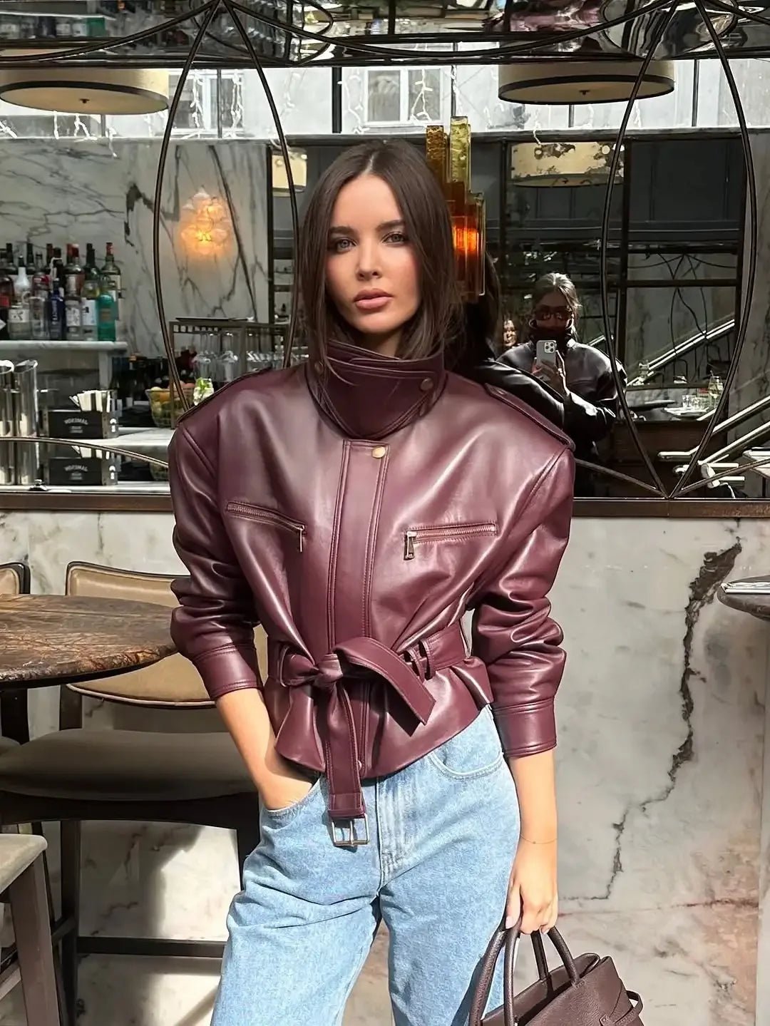 ZEYA - Brooklyn Belted Faux Leather Jacket