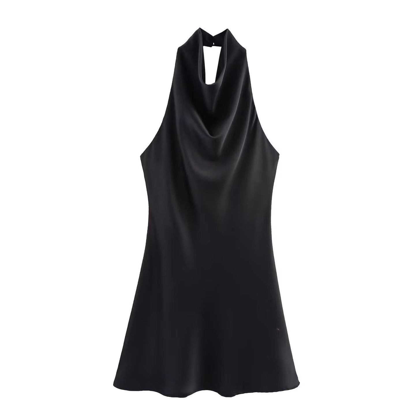 ZEYA - Callie Satin Halter Draped Mini Dress