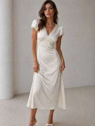 Vestido midi Camila de satén estampado