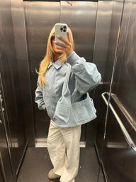 Chaqueta bomber de ante sintético azul bebé Camille