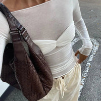 Top transparente de malla Camille con hombros descubiertos