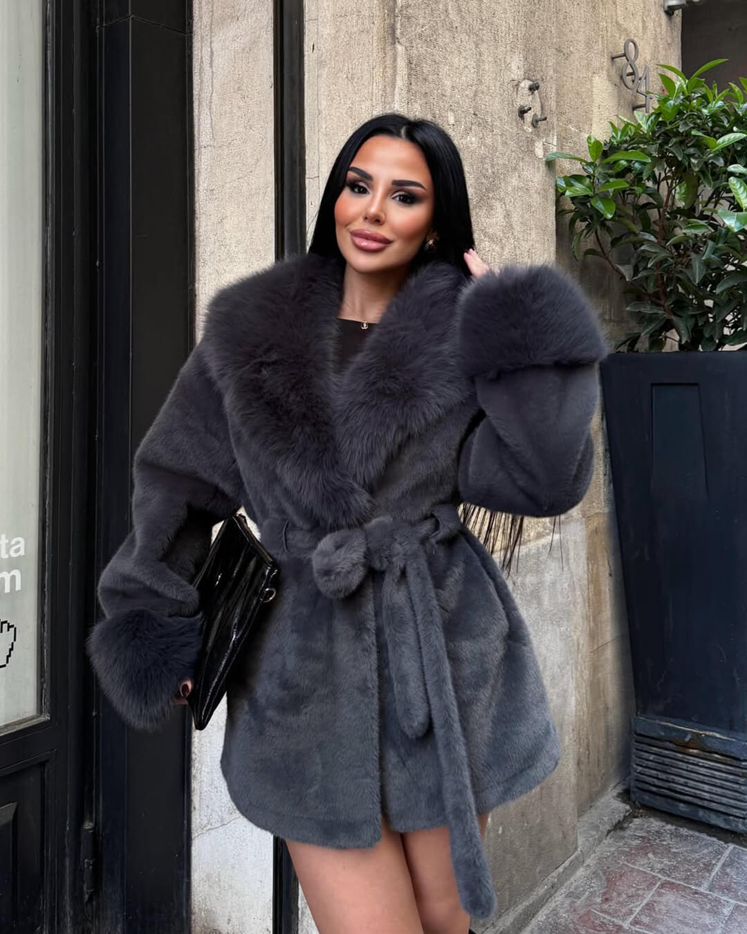 ZEYA - Carmina Faux Fur Trim Coat