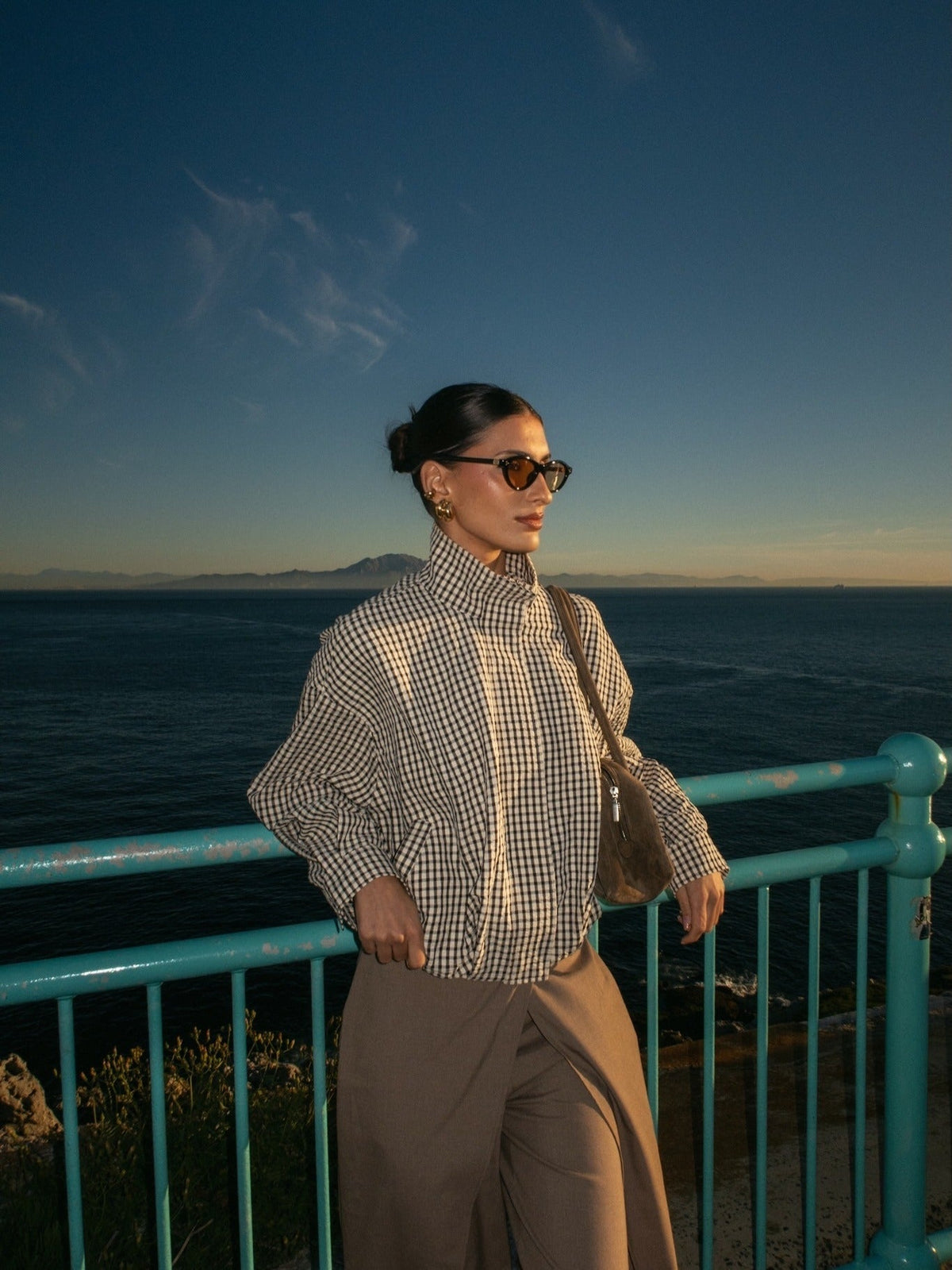 ZEYA - Christina Plaid Funnel Neck Jacket