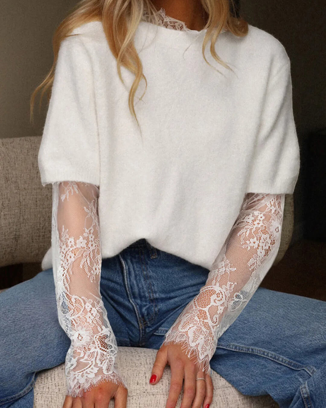 ZEYA - Colbie Lace Sleeves Sweater