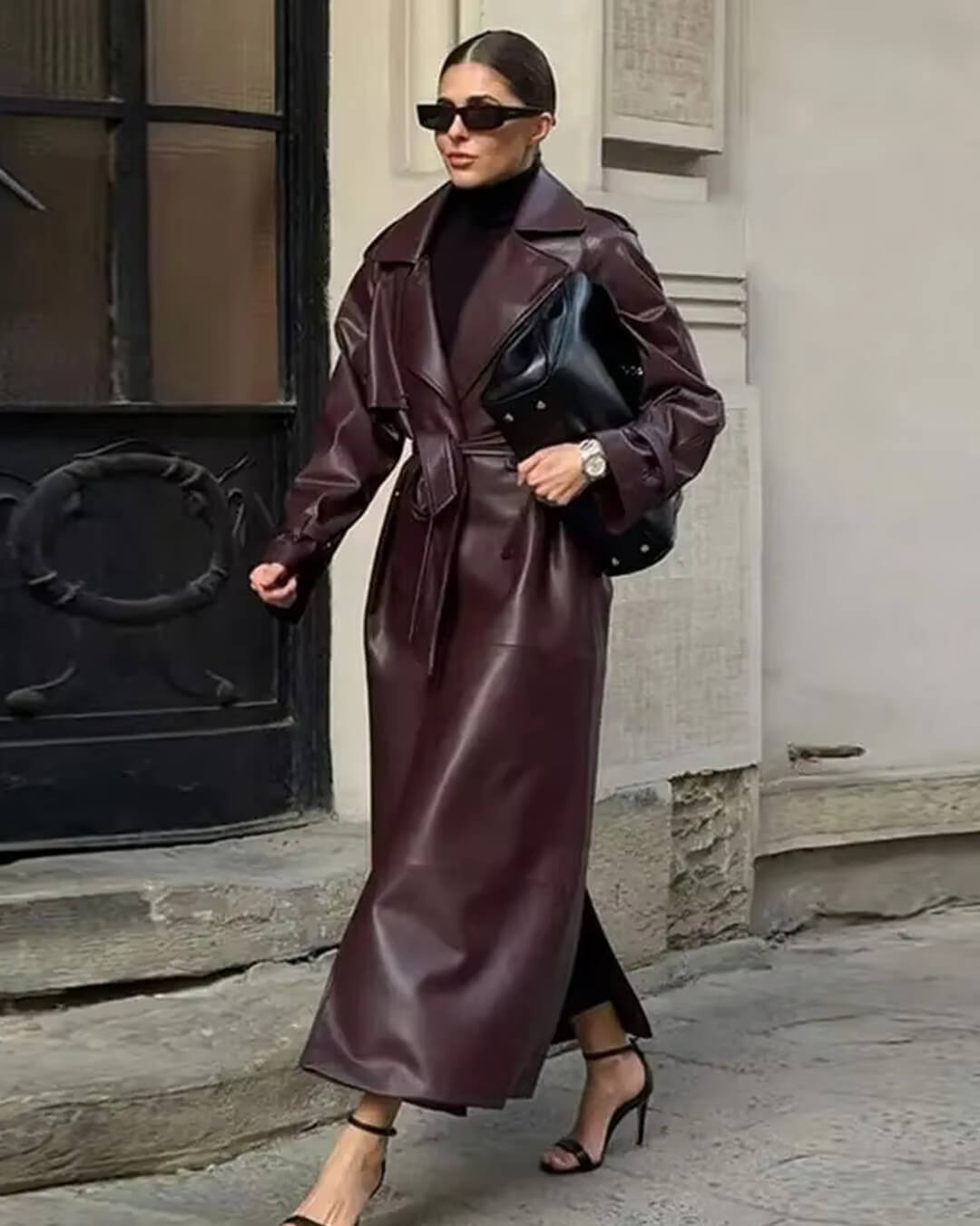 ZEYA - Connie Faux Leather Maxi Trench Coat