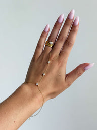 Cora Flor Cadena de Mano con Piedras de Strass
