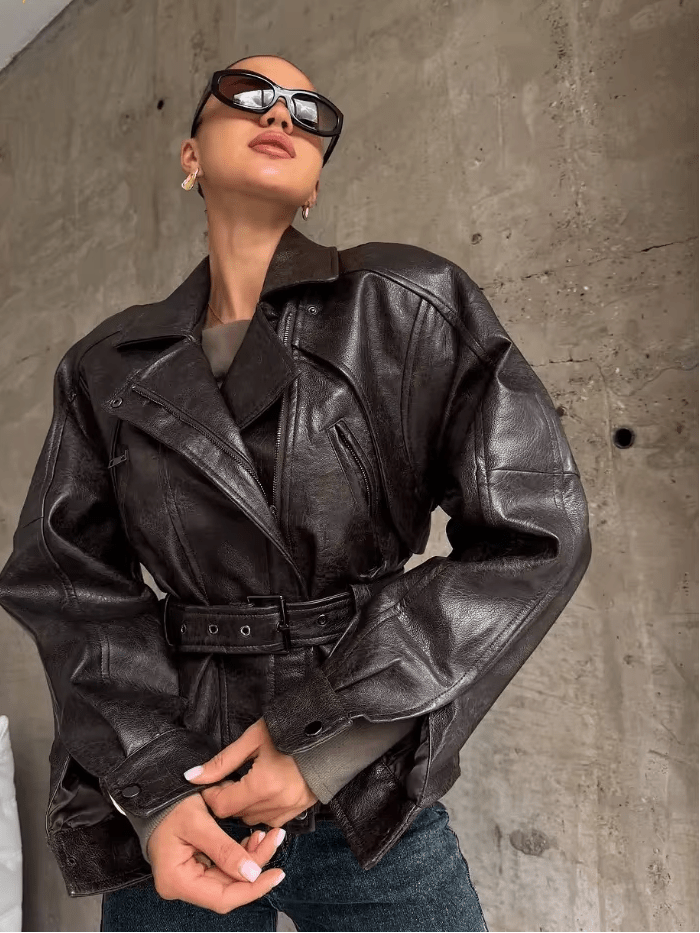 ZEYA - Courtney Belted Leather Jacket