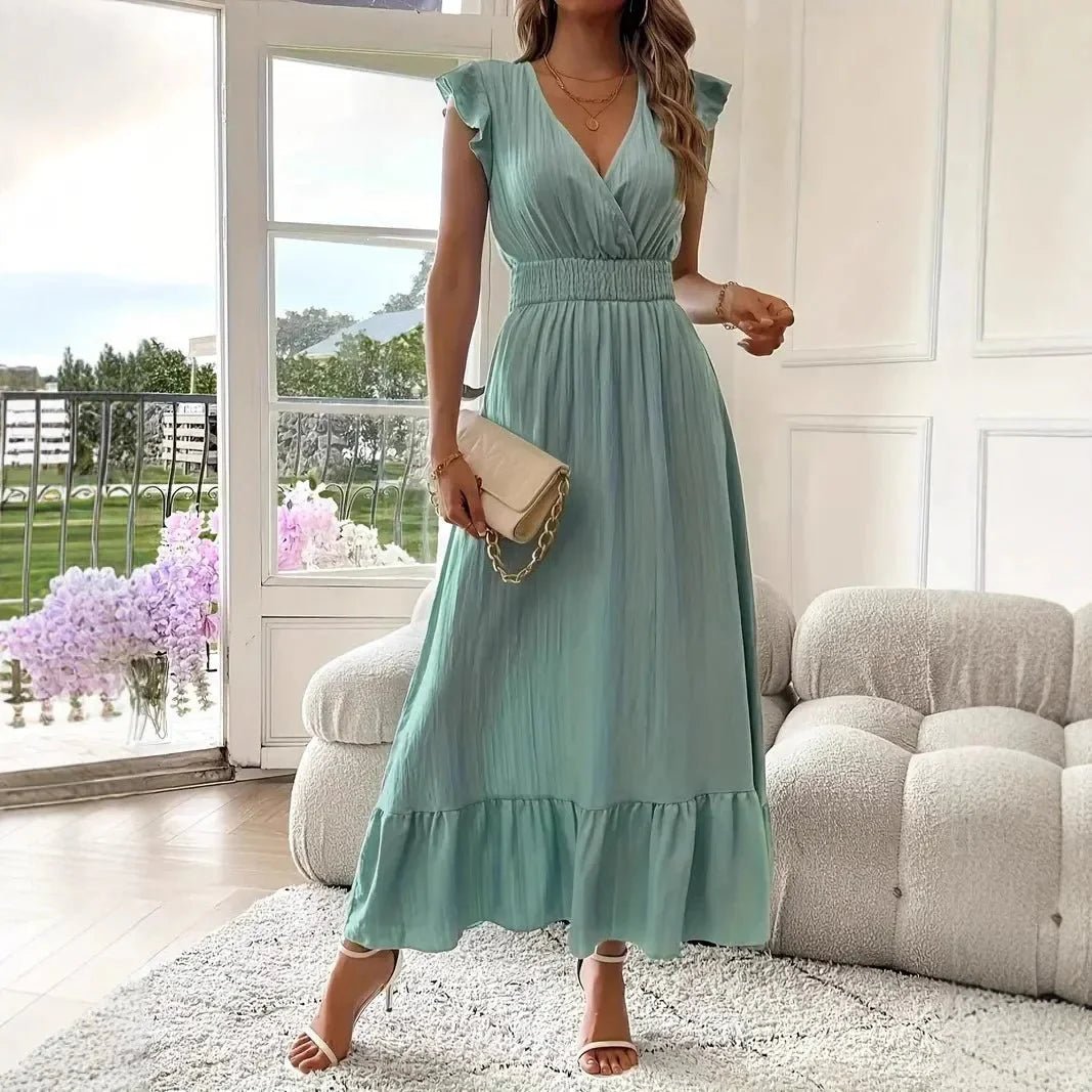 ZEYA - Delfina V - Neck Ruffle Swing Dress