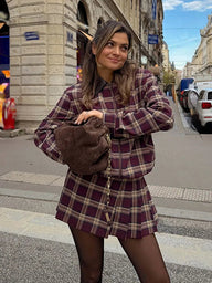 Conjunto bomber y skort Denise a cuadros