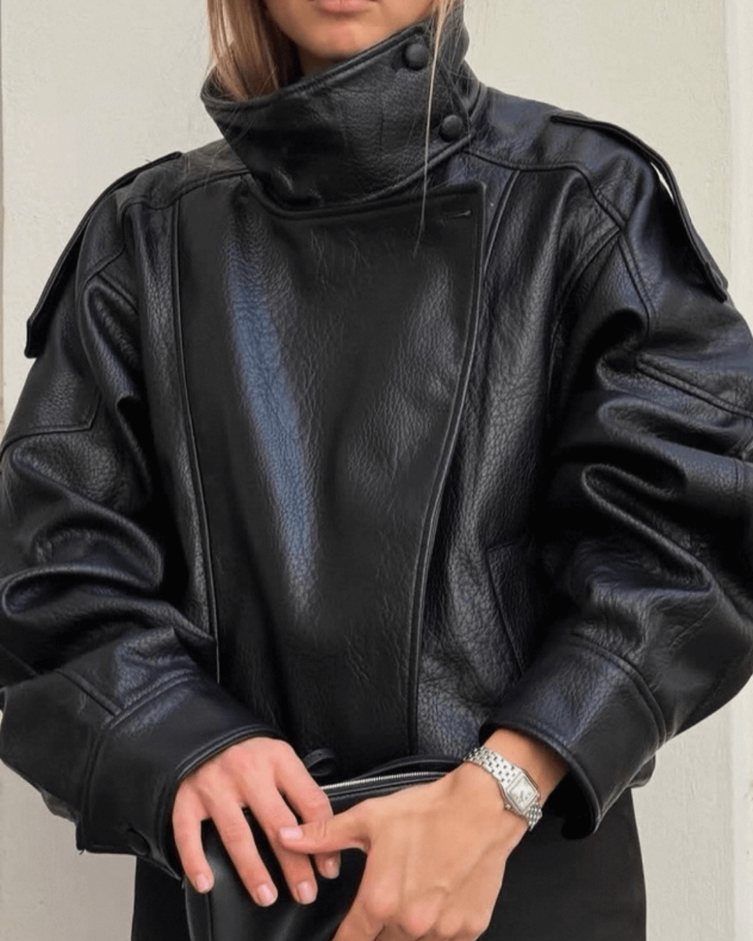 ZEYA - Dina Asymmetrical Leather Jacket