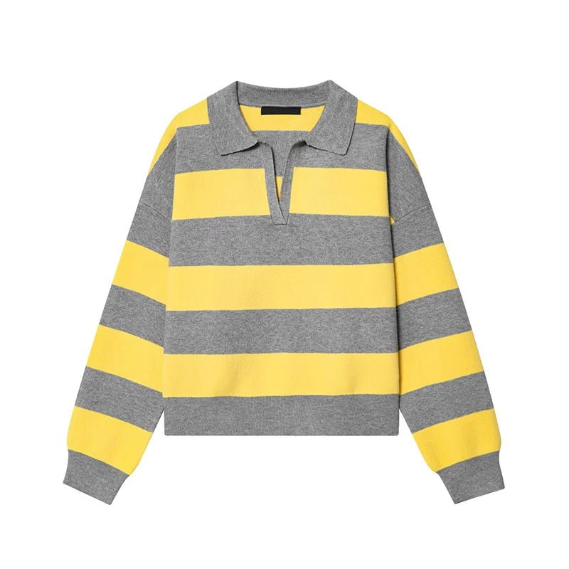 ZEYA - Elena Striped Knit Polo Sweater