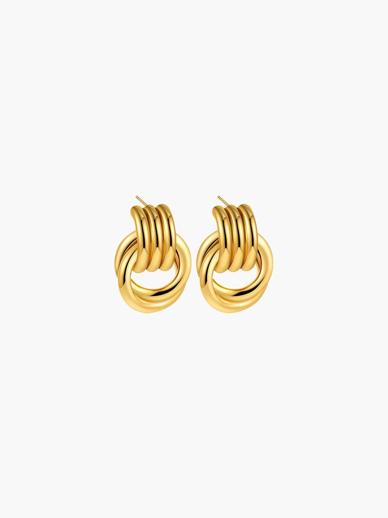 ZEYA - Emily Earrings - 18K Gold Plated Multilayer Circle Drop Earrings for Women