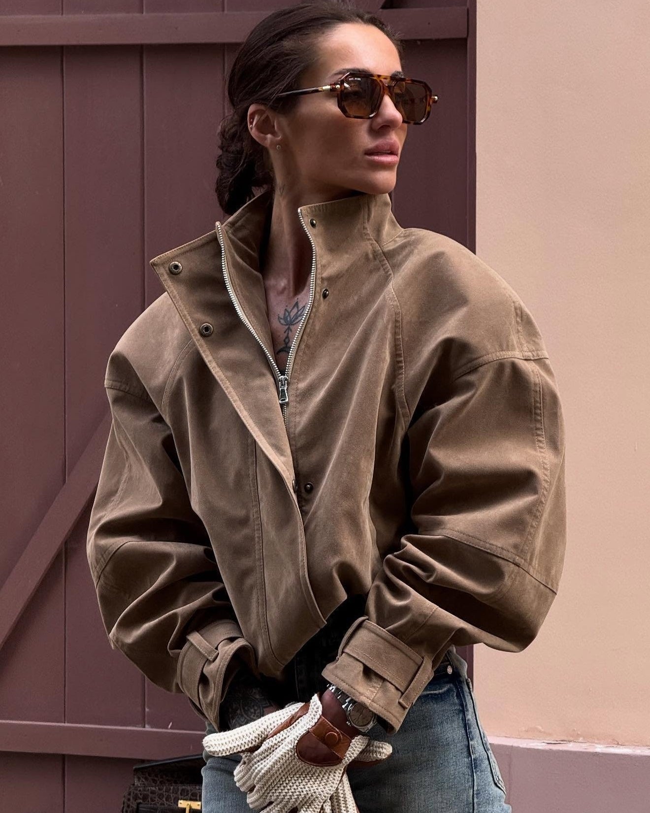 ZEYA - Emily Faux Suede Zip Jacket
