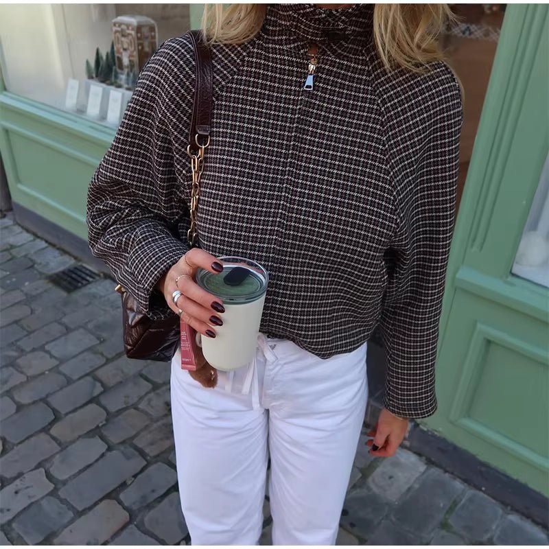ZEYA - Erica Houndstooth Zip Jacket Suit