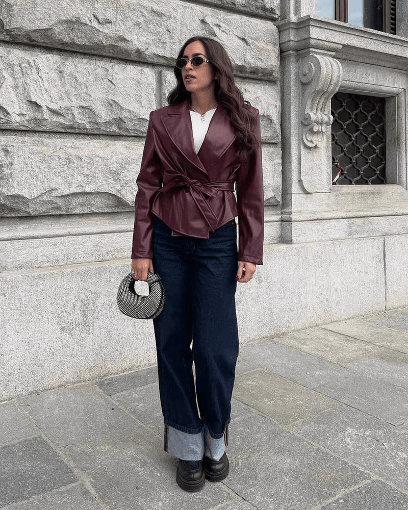 ZEYA - Esther Lace-Up Vegan Leather Jacket