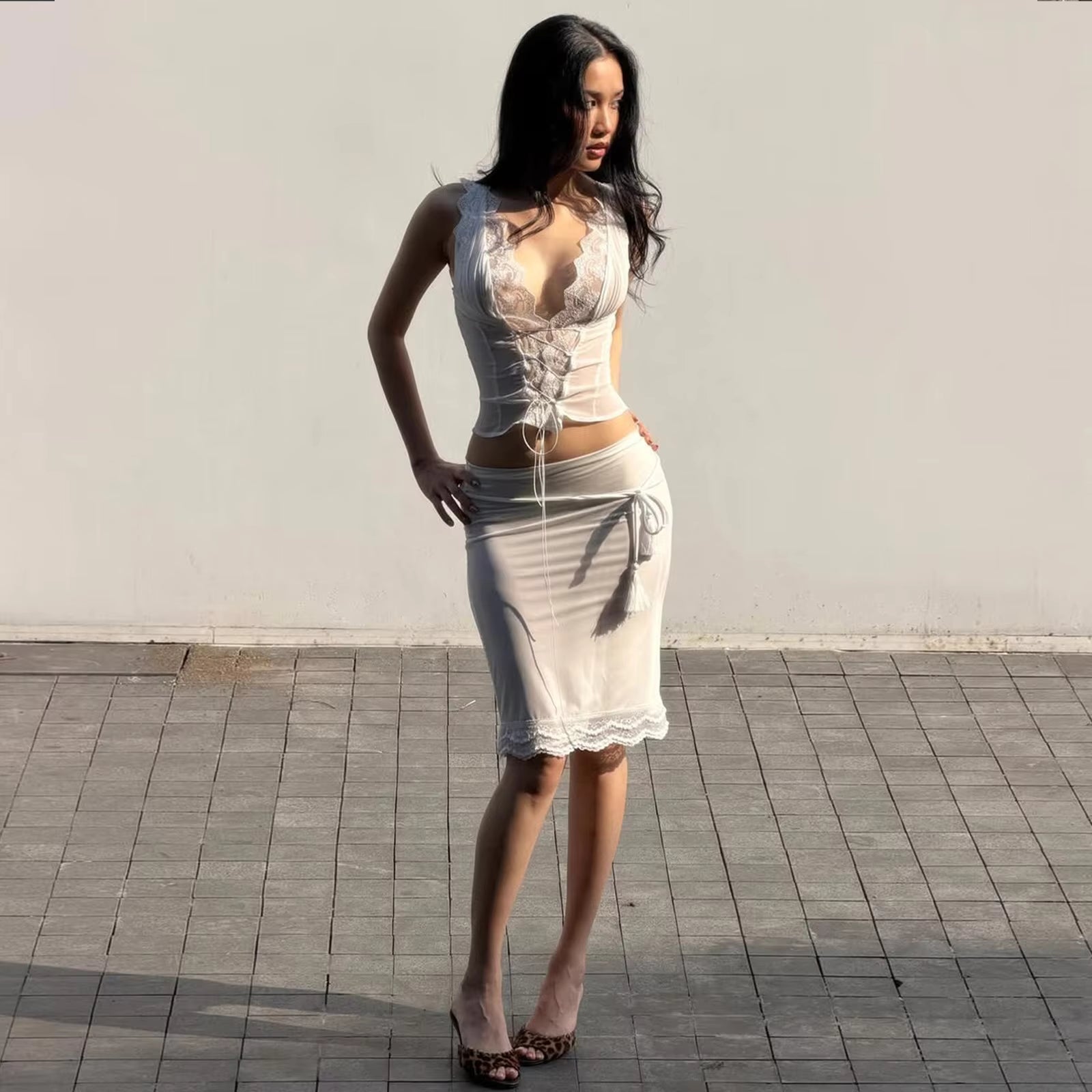 ZEYA - Evelyn Lace Tie Back Skirt Set