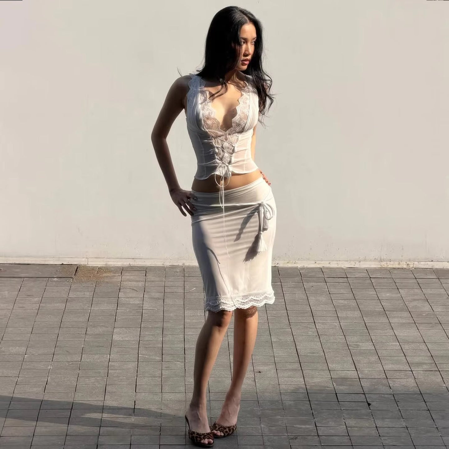 ZEYA - Evelyn Lace Tie Back Skirt Set