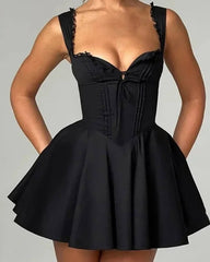 Evelyn Lace-Up Back Mini Dress