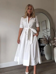 Vestido camisero midi con cinturón Evita