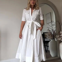Vestido camisero midi con cinturón Evita