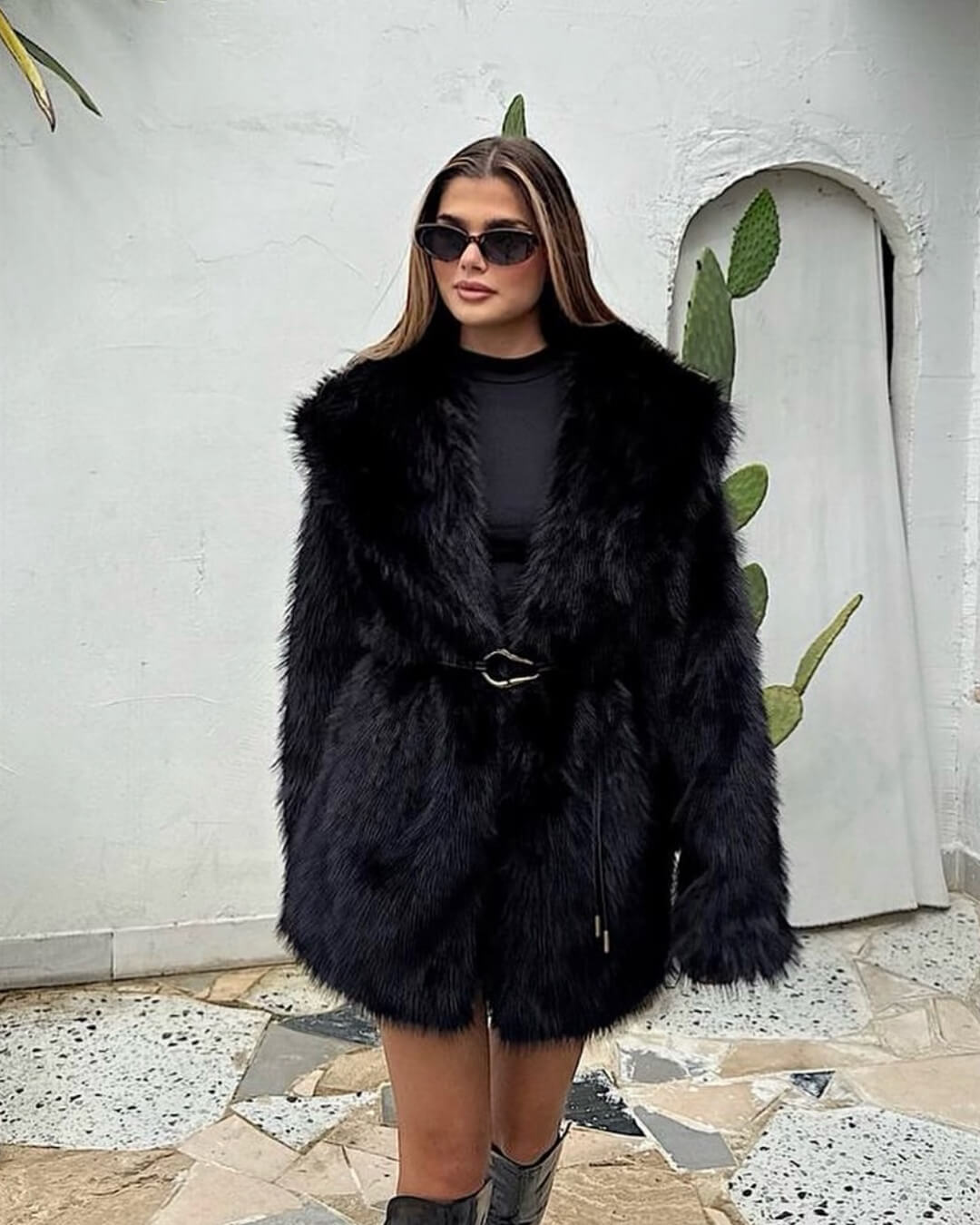 ZEYA - Feliz Faux Fur Coat with Belt