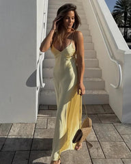 Vestido Maxi Fiora de Satén sin Espalda