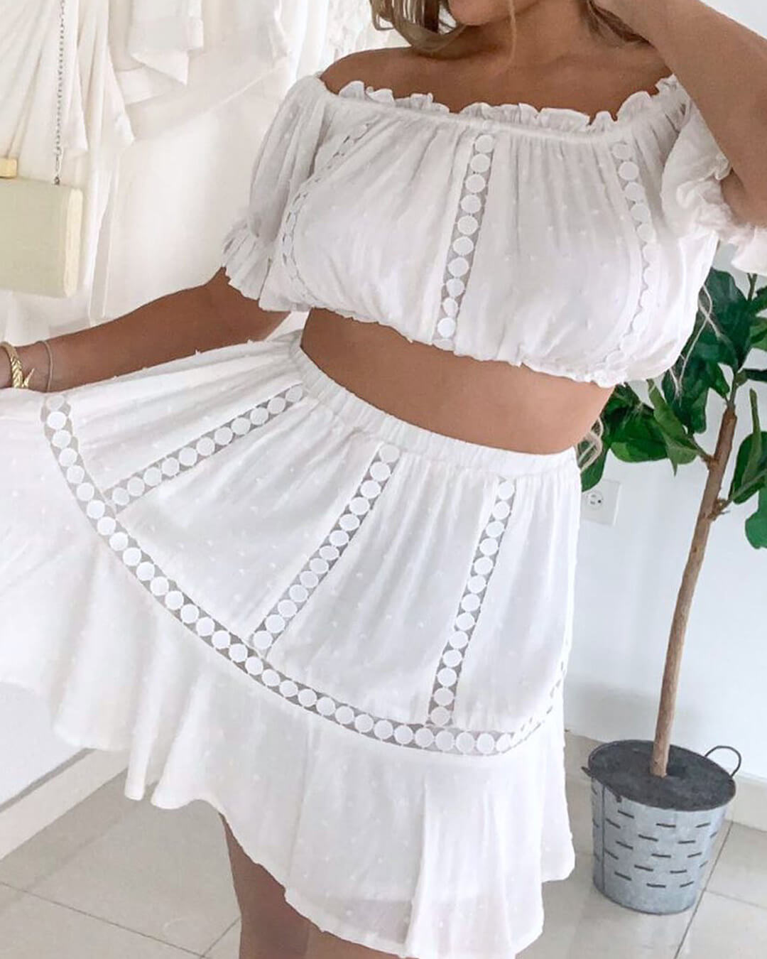 ZEYA - Floriana Swiss Dot Ruffled Two - Piece Set