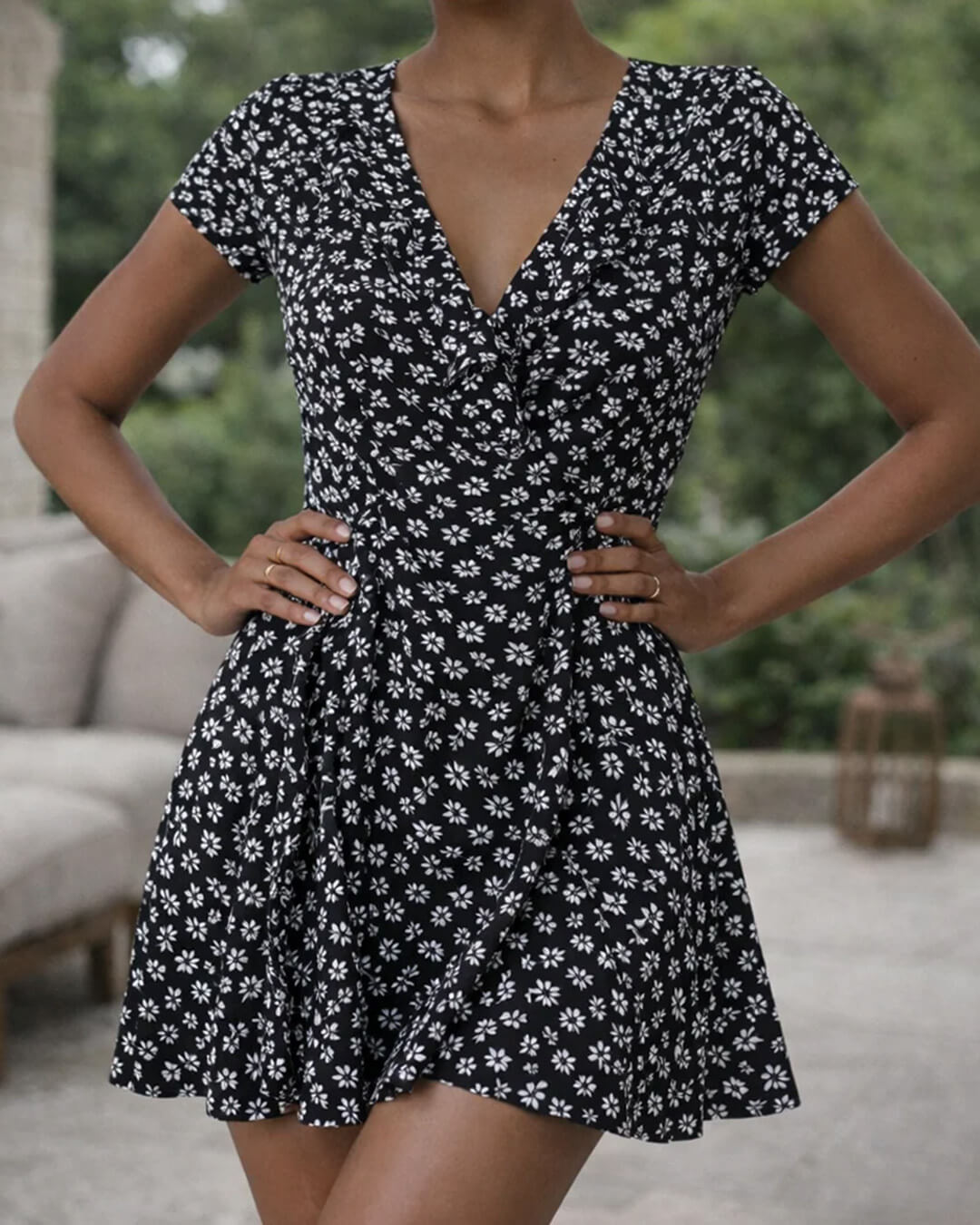 ZEYA - Gabrielle Floral V - Neck A - Line Mini Dress