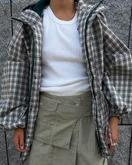 Chaqueta Gina retro de cuadros con capucha