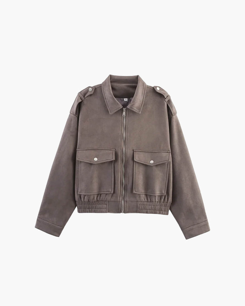 ZEYA - Ginny Suede Pilot Bomber Jacket
