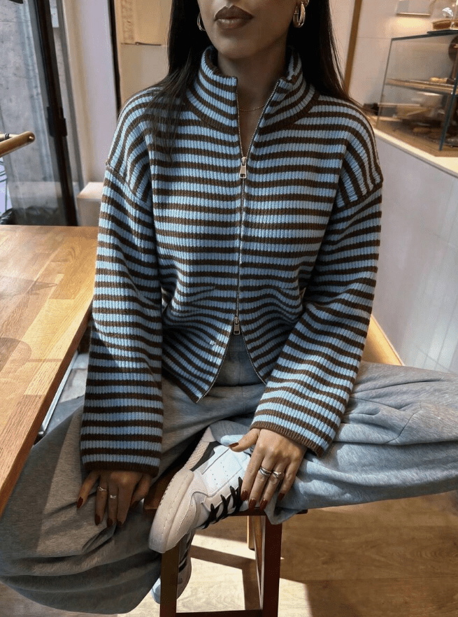ZEYA - Hanna High Neck Zip-Up Cardigan