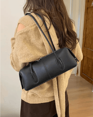 Bolso de Hombro Cilíndrico de Cuero Hannah