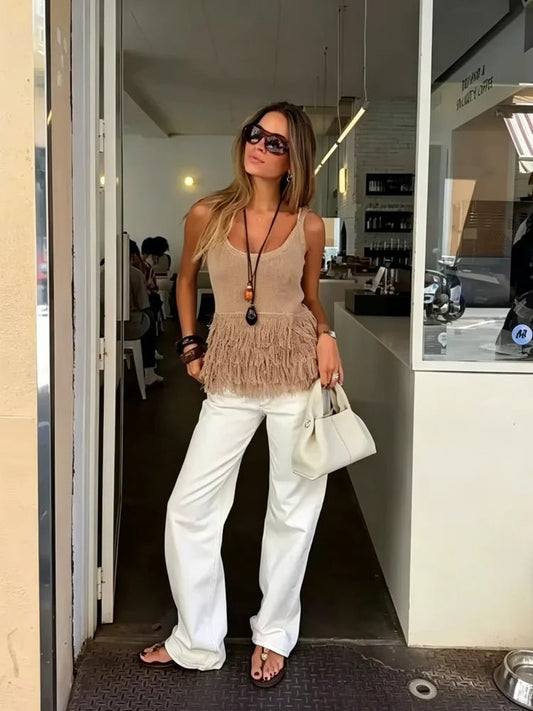 ZEYA - Hannah Tassel Knit Tank Top