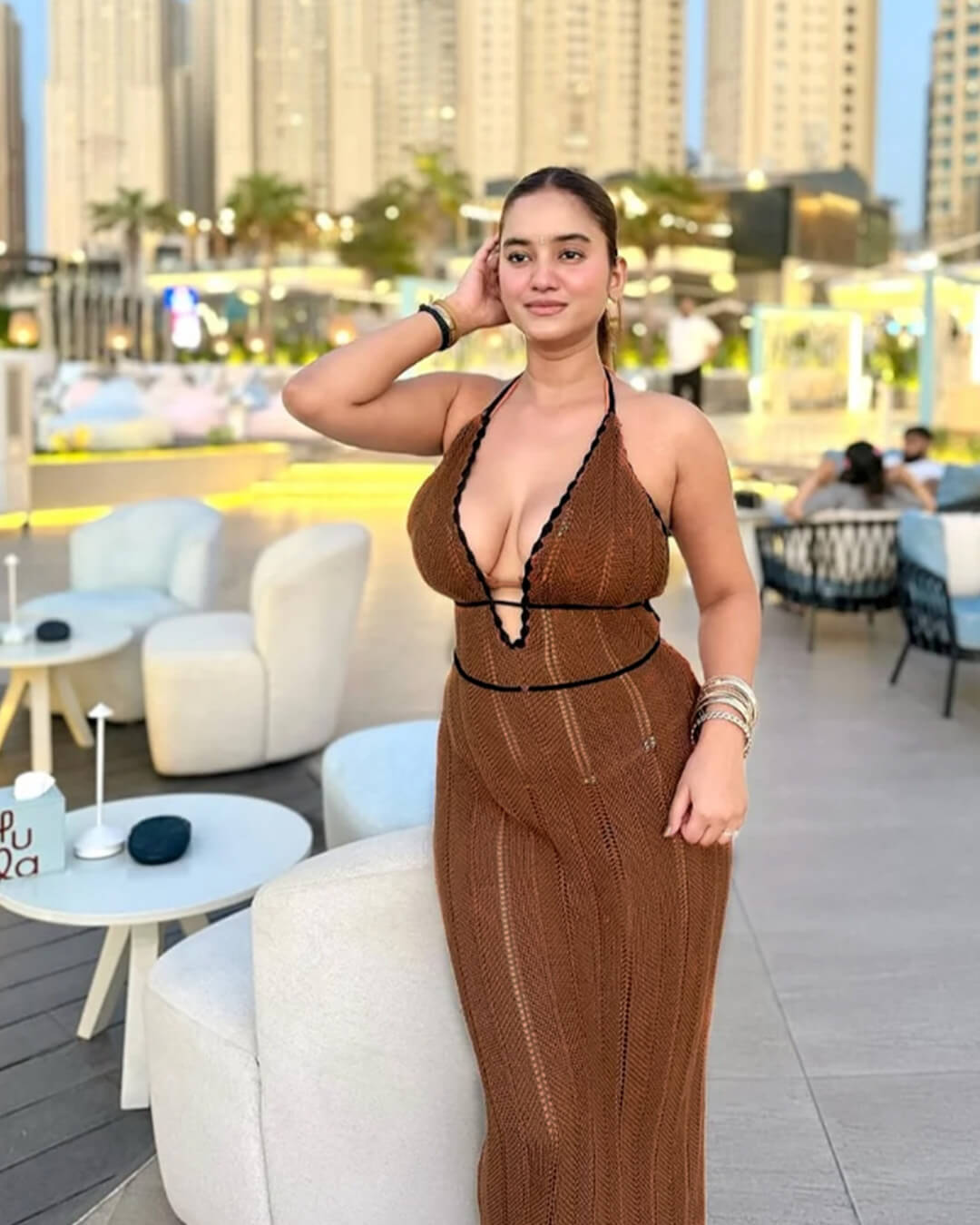 ZEYA - Hannie Lace Up Halter Maxi Dress