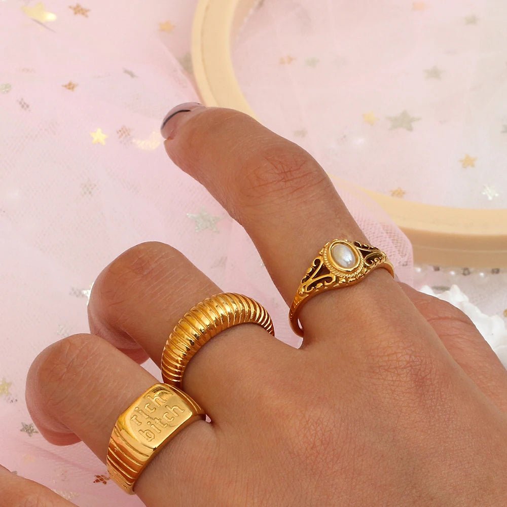 ZEYA - Harper - Women's Ring - 18K Gold Plated Freshwater Pearl, Hypoallergenic