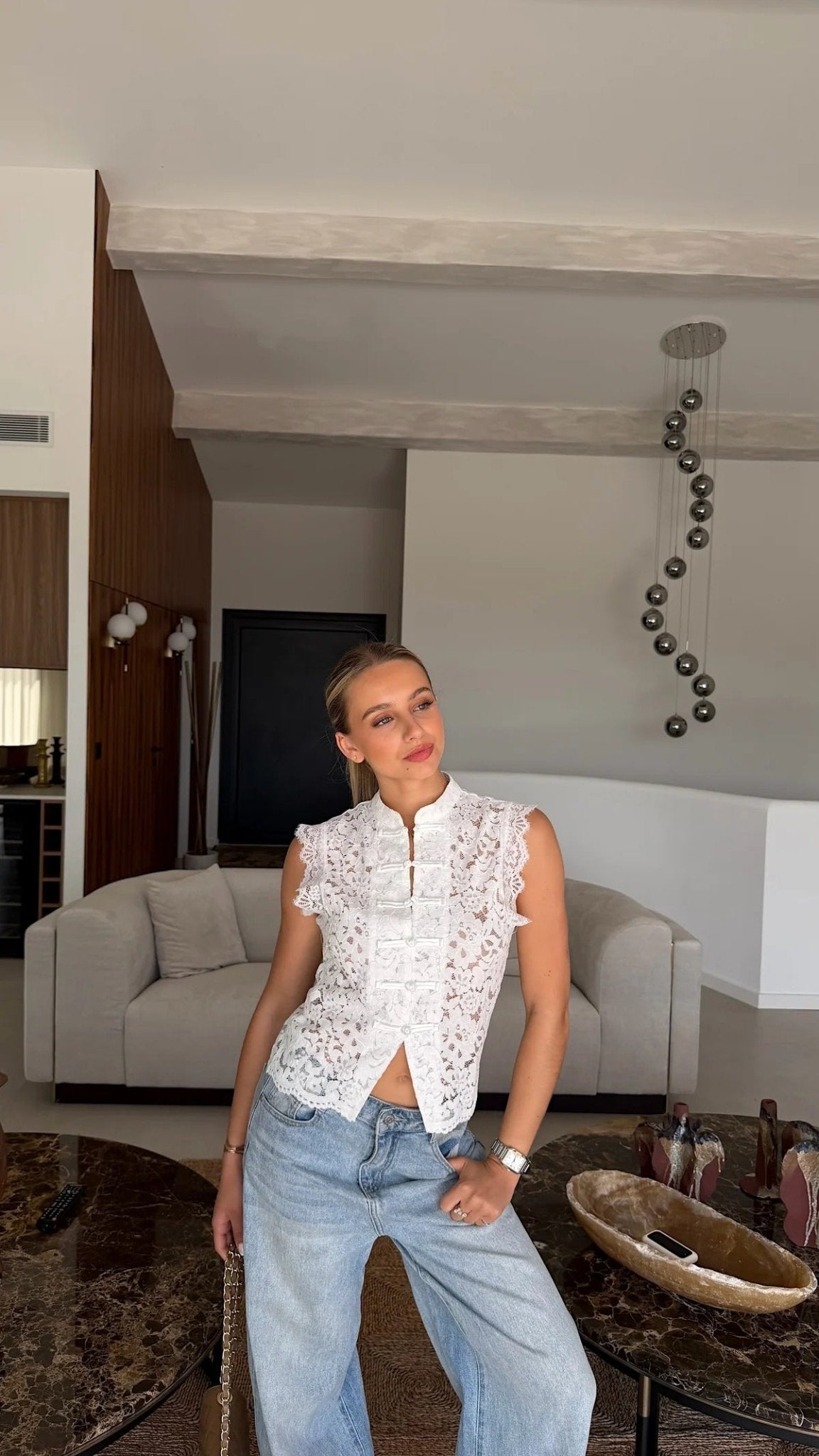 ZEYA - Helen Mandarin Lace Top