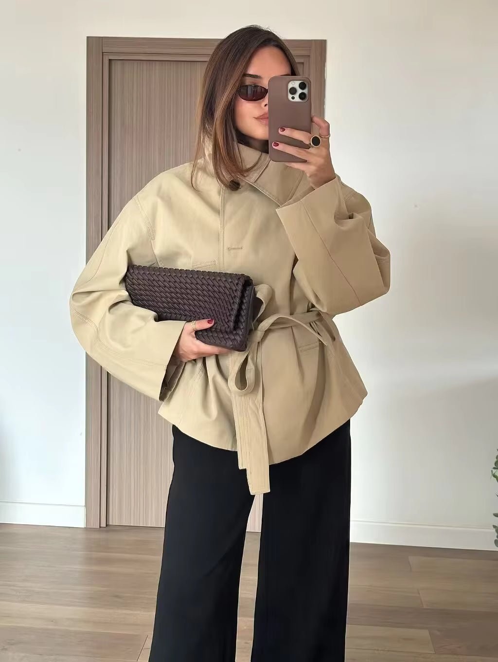 ZEYA - Helena Asymmetric Belted Trench Coat