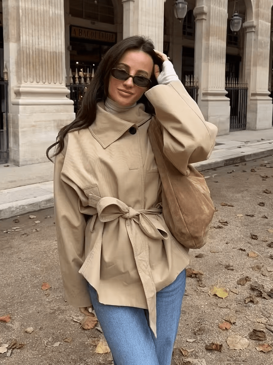 ZEYA - Helena Asymmetric Belted Trench Coat