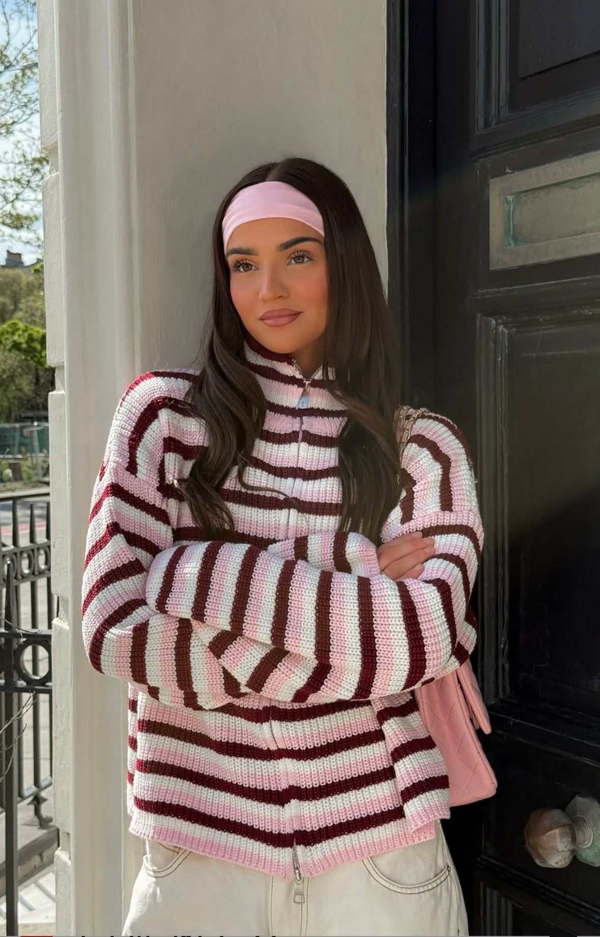 ZEYA - Helena Striped Zip Knit Sweater