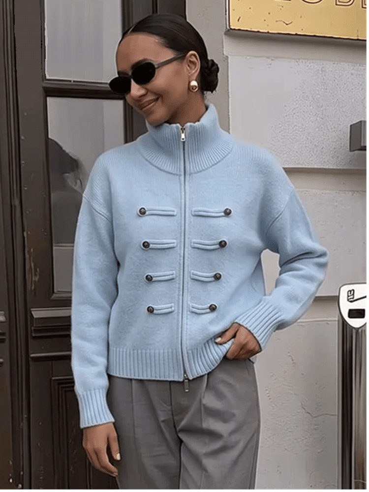 ZEYA - Helena Turtleneck Zip Knit Cardigan