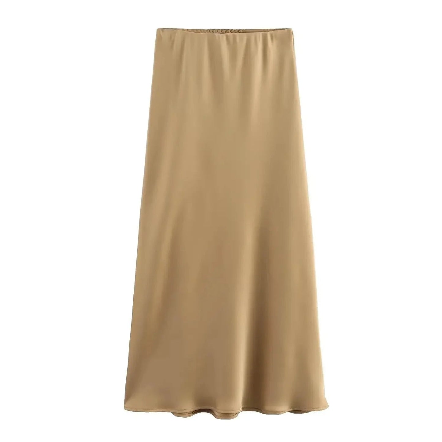 ZEYA - Hilde High Waist Black Satin Midi Skirt