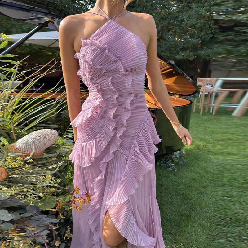ZEYA - Hiraya Halter Strap Ruffled Tule Dress