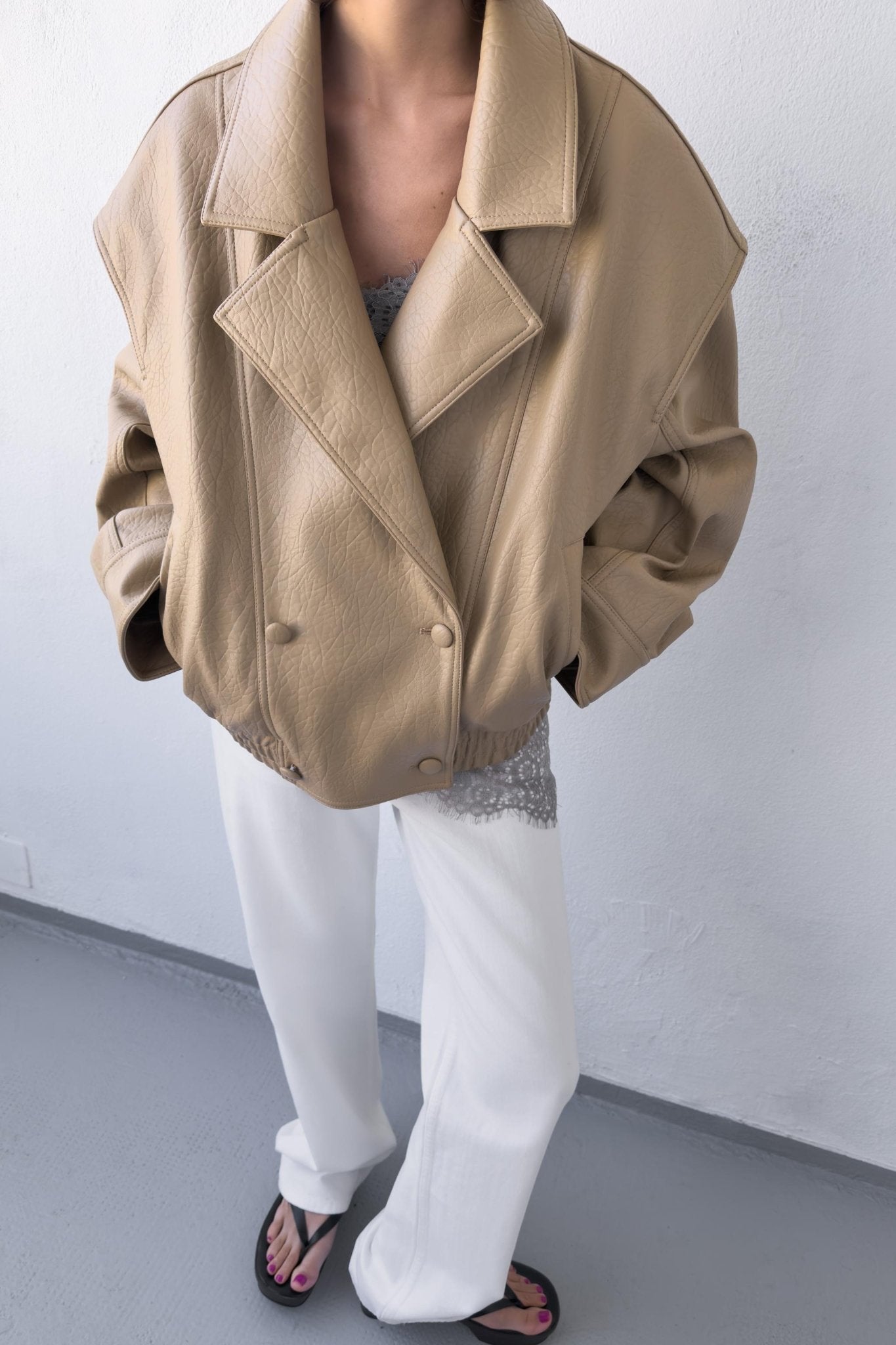 ZEYA - Isabel Double Breasted Faux Leather Coat