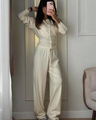 Conjunto Jade de cárdigan y pantalones de punto