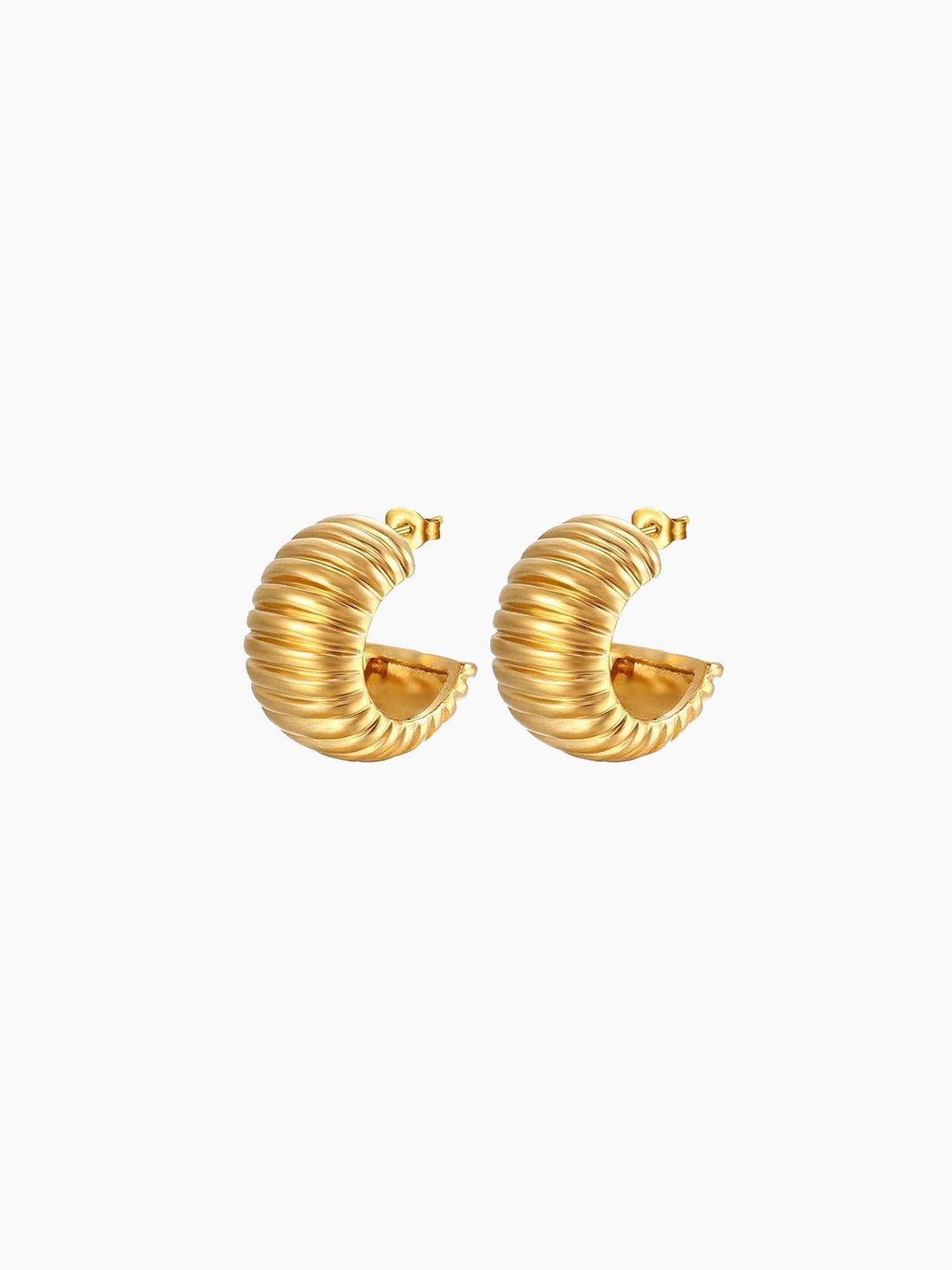 ZEYA - Jaime Hoop Earrings - Chunky C Shape Design, Waterproof Stainless Steel