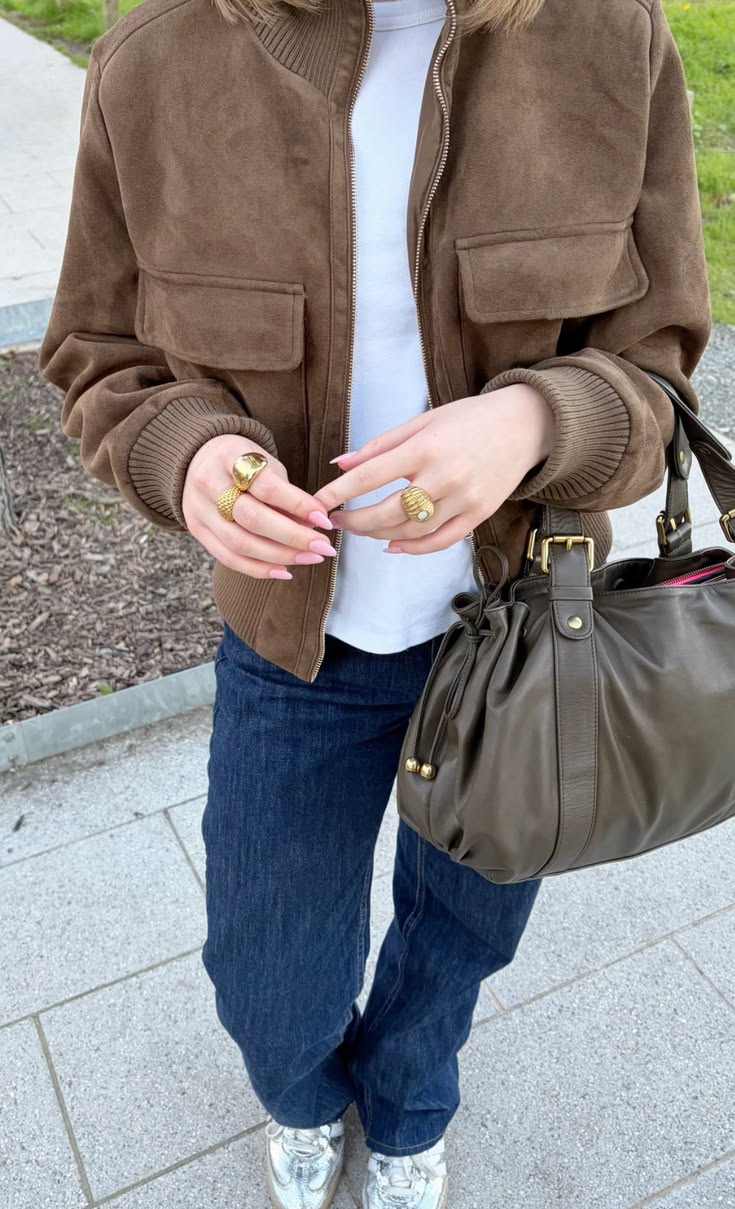 ZEYA - Jean Faux Suede Bomber Jacket